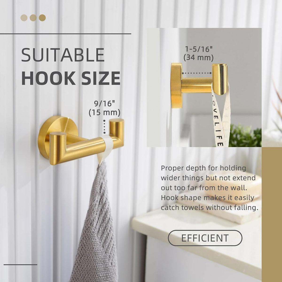 Angle Simple Towel Hook Brushed Dark Gold, Bath Towel Holder Wall Mount