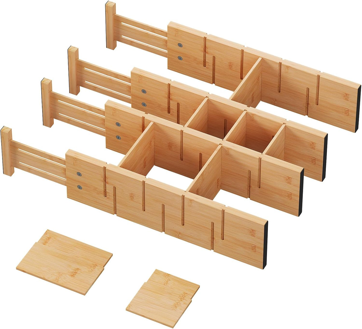 Deep Drawer Dividers 17.7-22.8IN, Bamboo Drawer Dividers 4 Pack