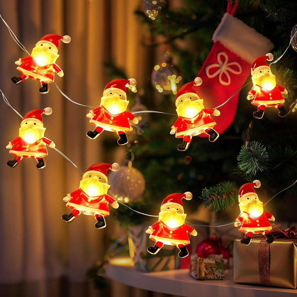Coquimbo Christmas Decorations Indoor Lights, 10FT 30 LED Christmas Santa Claus Fairy String Lights Battery Operated for Xmas Tree Party Festive Holiday Cute Room Decor