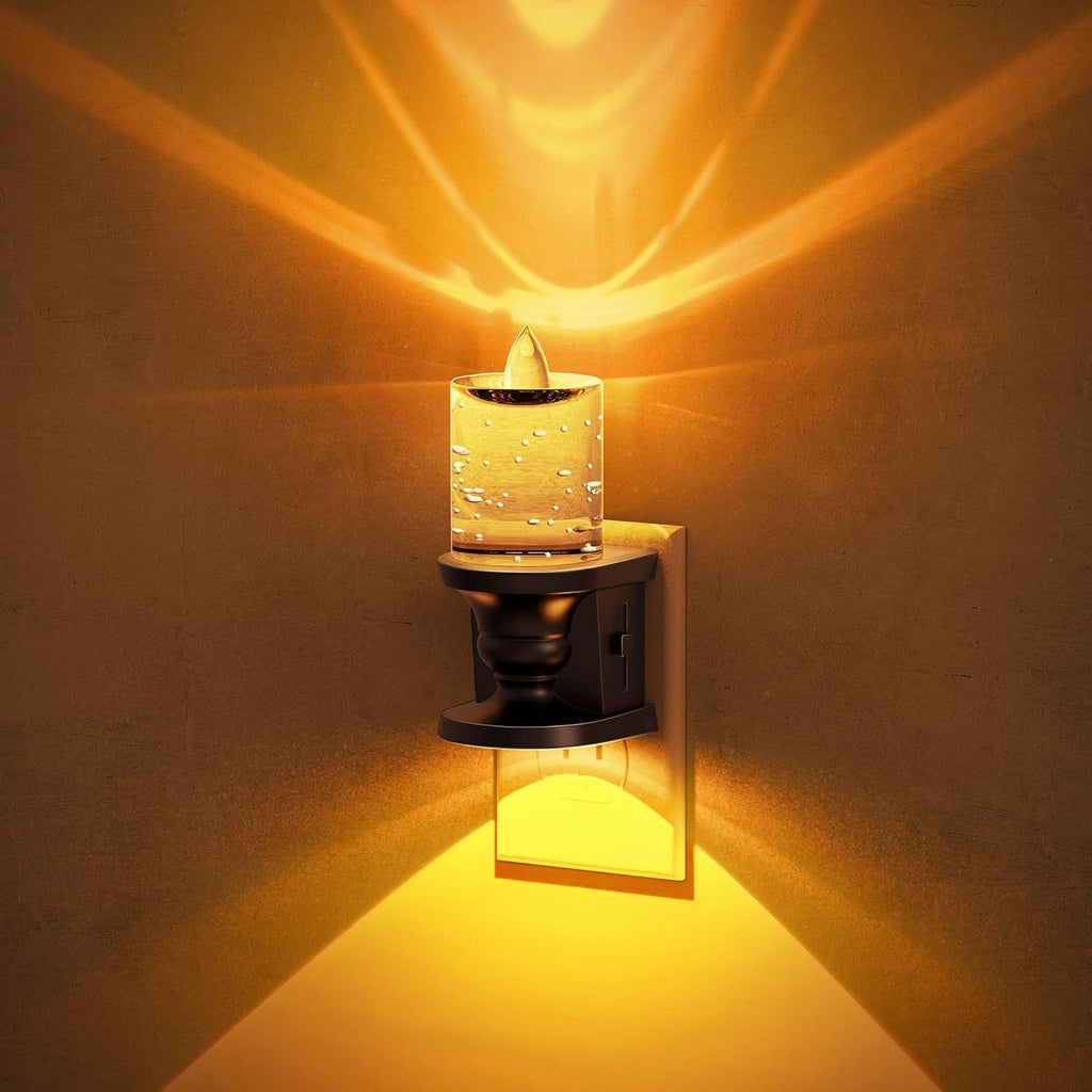 JandCase Night Light, Candle Amber Night Lights Plug into Wall, 1 Pack