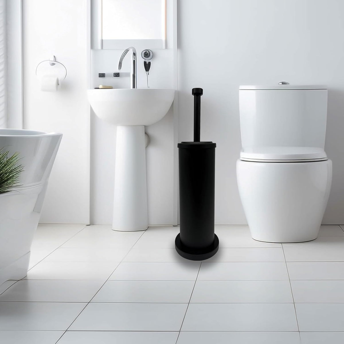 Matte Black Toilet Bowl Brush with Holder, Durable Bathroom Cleaning Tool, Modern Design for Easy Toilet Maintenance, Bathroom Cleaner Brush for Efficient Cleaning and Hygiene