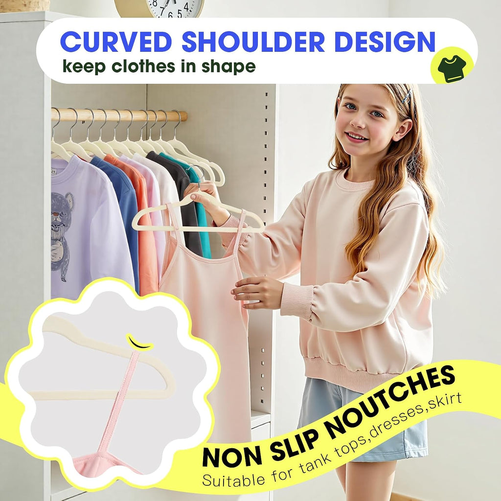 Baby Velvet Hangers 50 Pack,11 Inch Non-Slip Hangers for Childrens