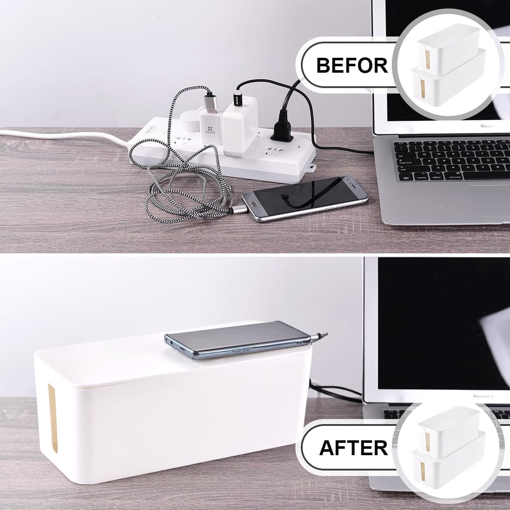 Tuwechen Cable Management Box, 2 Pack Cable Organizer for Surge Protector