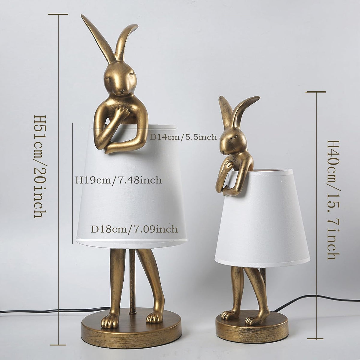Resin Bunny Table Lamp 20" H White Fabric Shade LED Bedroom Study