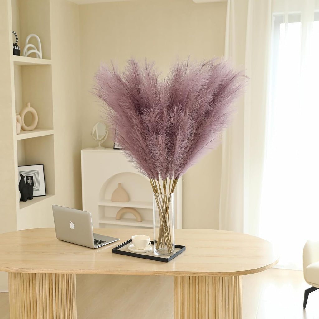 Wertuirk Purple Pampas Grass Decor - 45-Inch 8 Pcs Large Faux Pampas Grass