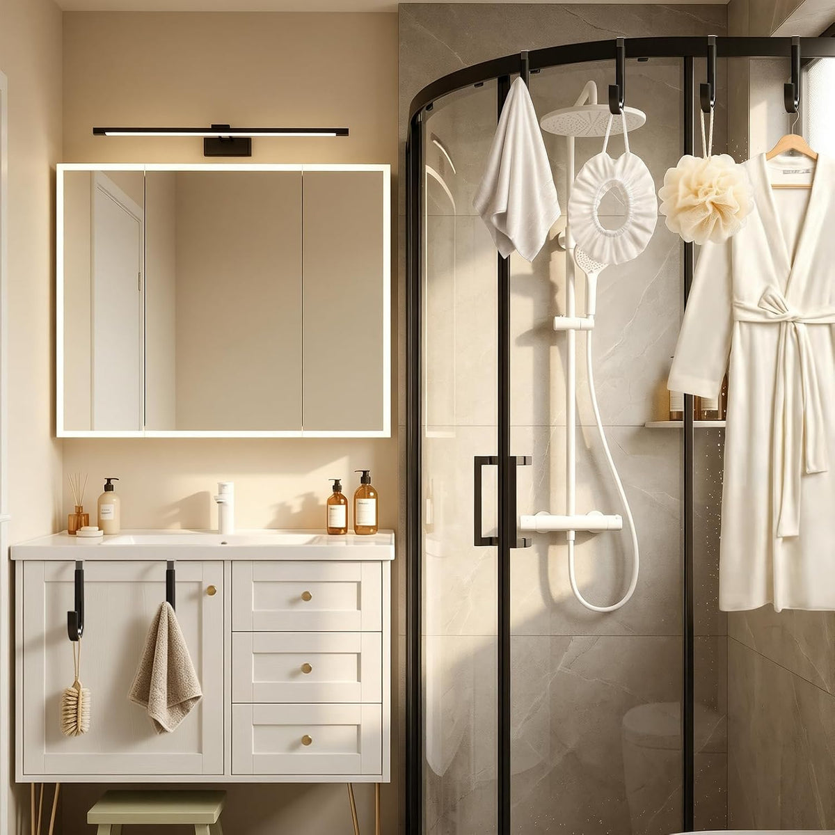 Over the Door Hooks, Anti-Scratch Over the Door Hanger for Towels, Robes, Jackets and Keys, Heavy-Duty Storage Solution for Bathrooms, Bedrooms, Kitchens, Laundry Rooms, and Closets.