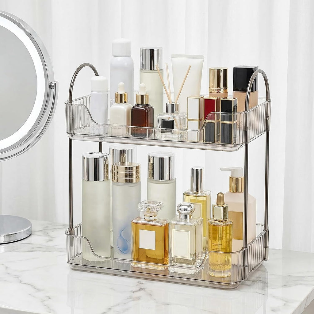 Goderewild 2-Tier Bathroom Counter Organizer, Clear Makeup Organizer