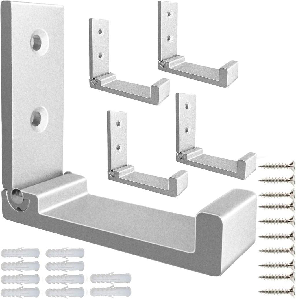 Folding Coat Hooks, 5Pcs Wall Hooks for Hanging Coat Towel Hooks Hardware Heavy Duty Aluminum Alloy Headphone Holder Hooks No Rust Wall Mounted with Screws for Hat, Bags, Fitness Equipment (Silvery)