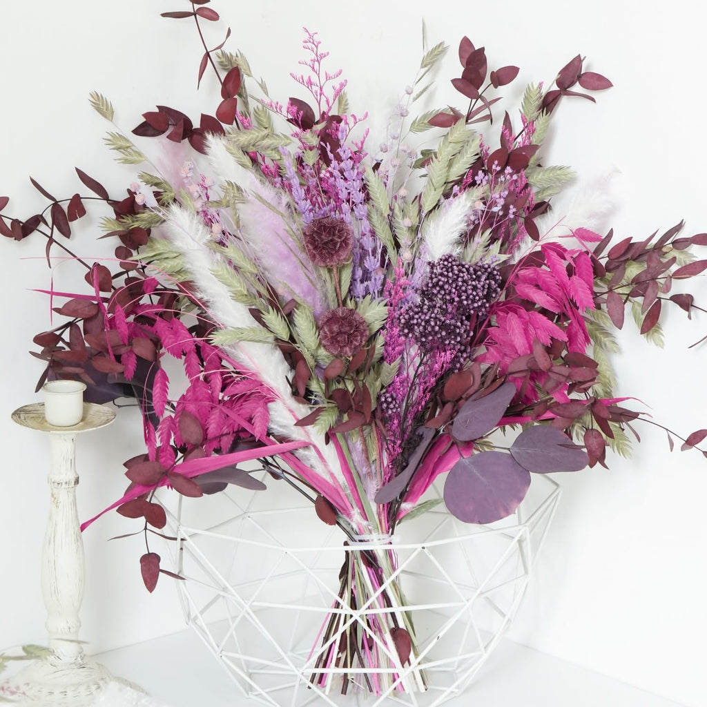 Magenta & Plum Purple Dried Flower Bouquet