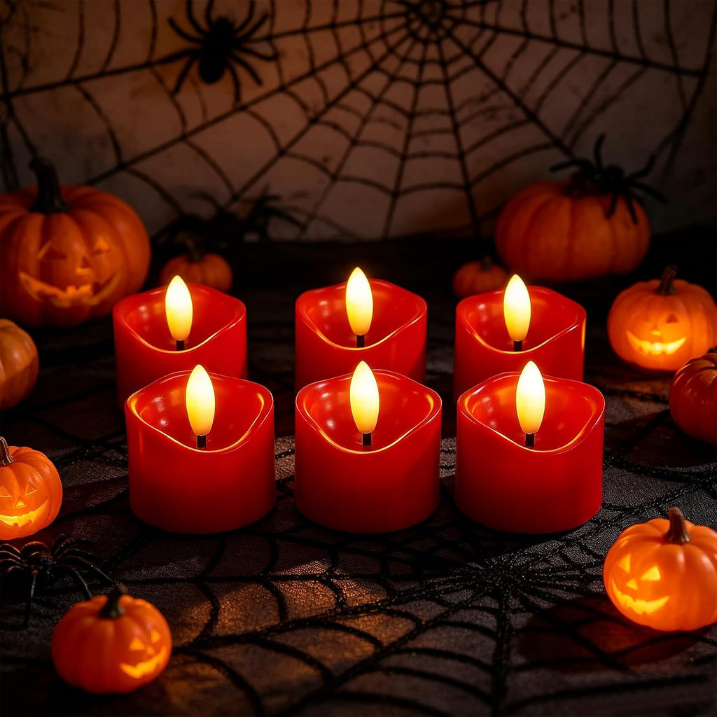 12 PCS Battery Operated Votive Candles Flameless Tealights, Red