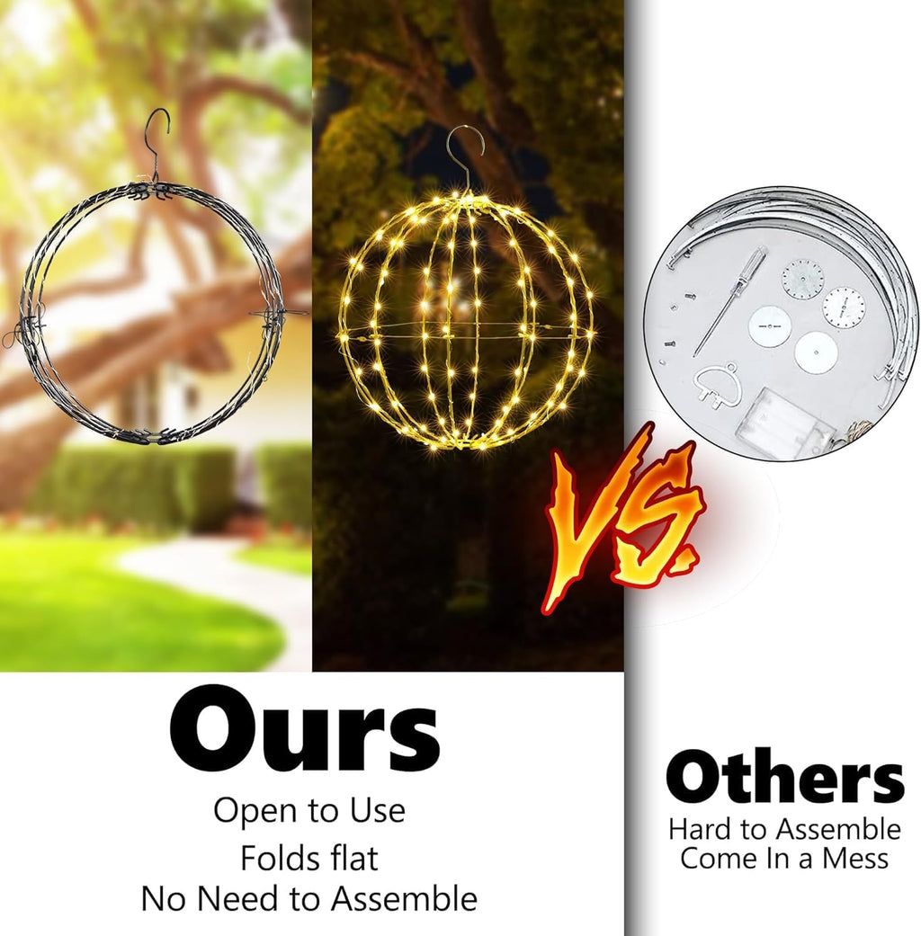 Joomer Plug-in Christmas Ball Lights, 13in & 11in Foldable Sphere Lights