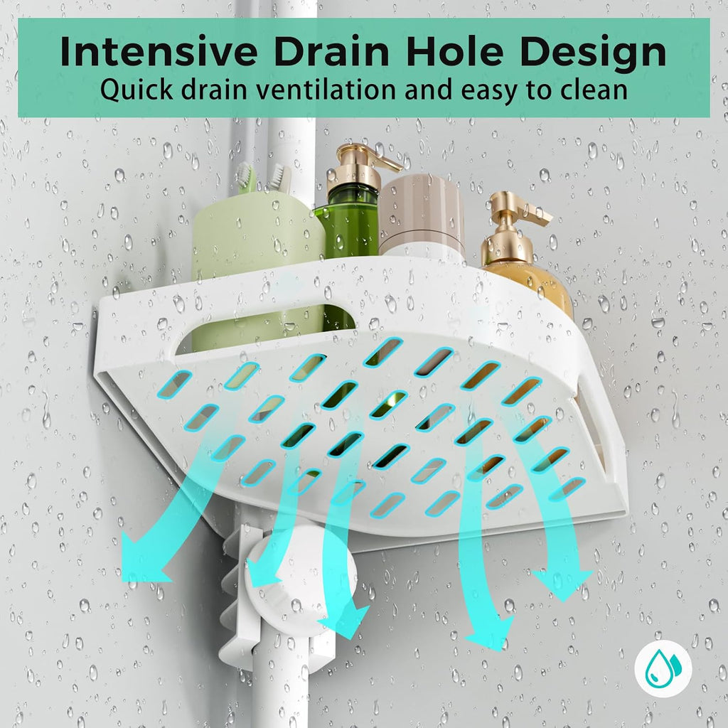 shuang qing 4-Tier Corner Shower Caddy Tension Pole Organizer, White