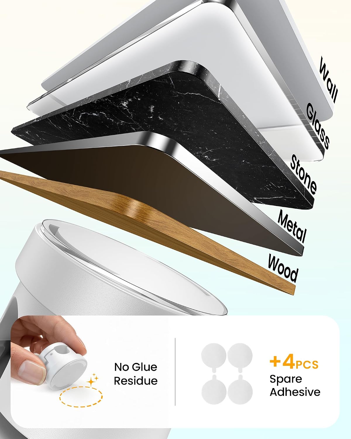 Silkland 6 Pack Snap-Lock Cable Clips, 360° Rotatable Cord Holder for Desk