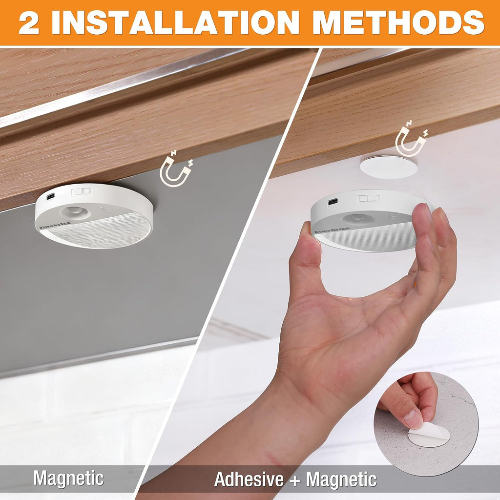 EverBrite 2-Pack Rechargeable Round Motion Sensor LED Night Lights