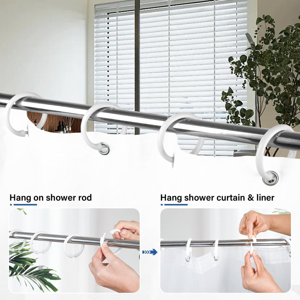 Kutesna 24PCS Shower Curtain Hooks,White Shower Curtain Rings