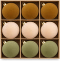 DN DECONATION 9Pcs Velvet Christmas Balls Set, Flocked Christmas Tree Decor