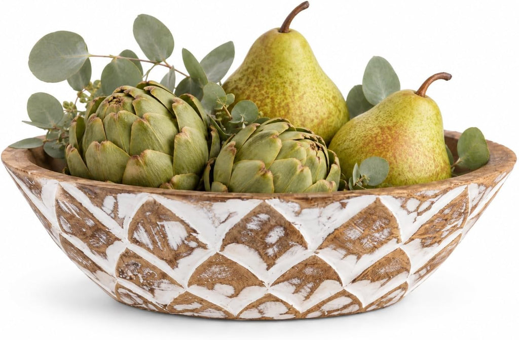 Mie Creations 10'' Decorative Wooden Bowl, Table Centerpiece for Decor
