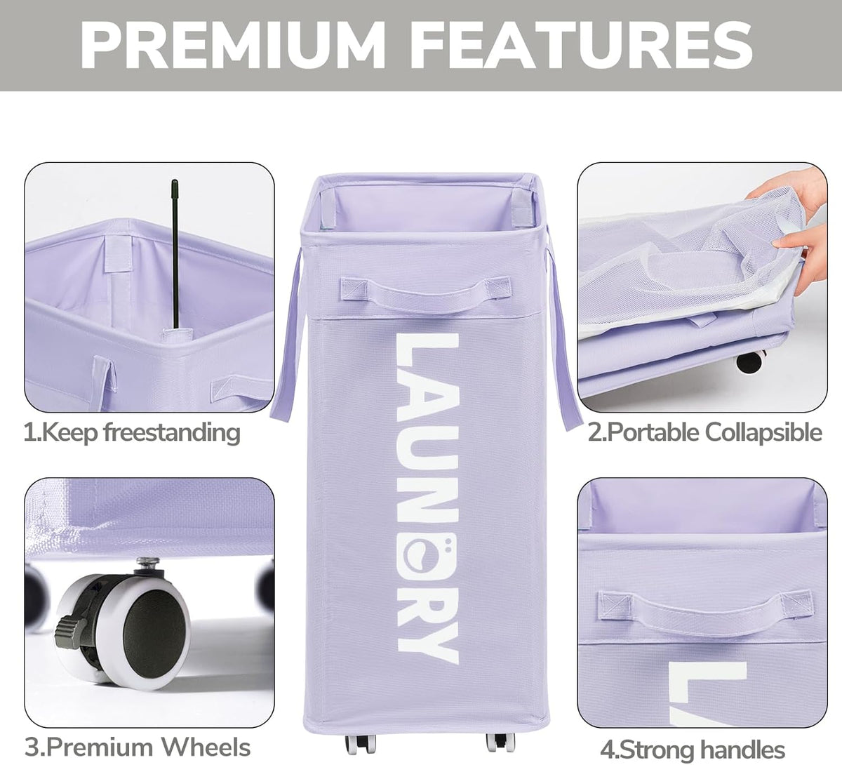 Goodpcik 75L Rolling Laundry Hamper with Wheels, Laundry Hamper for Dorm