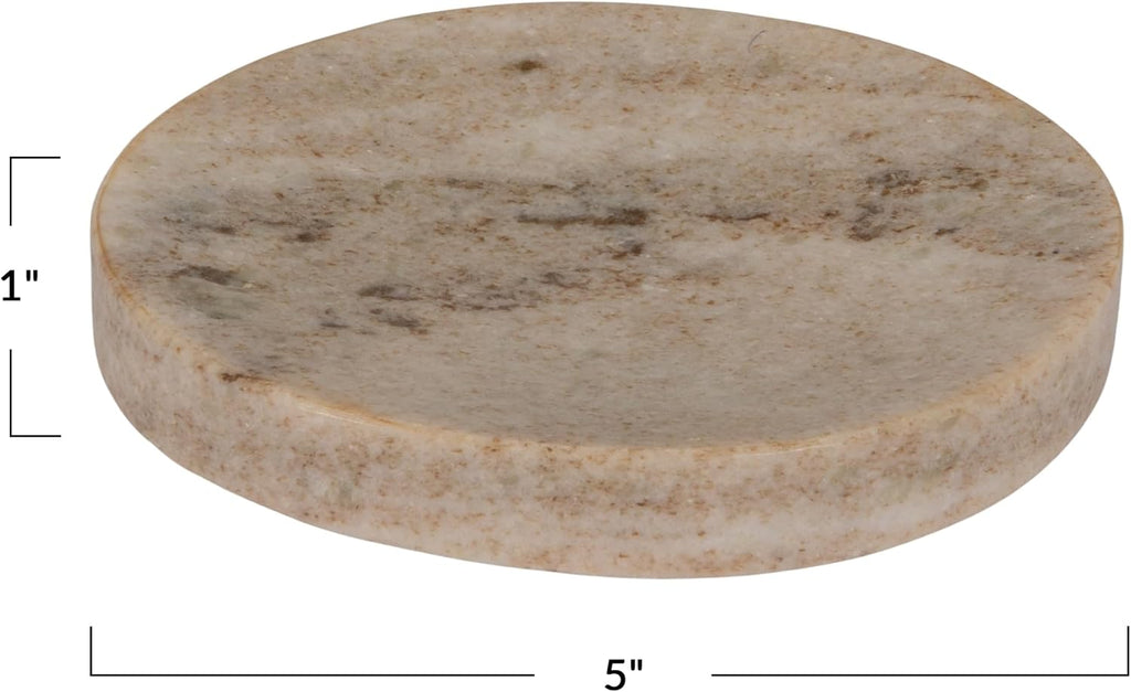 Creative Co-Op Marble Round Soapdish, Beige