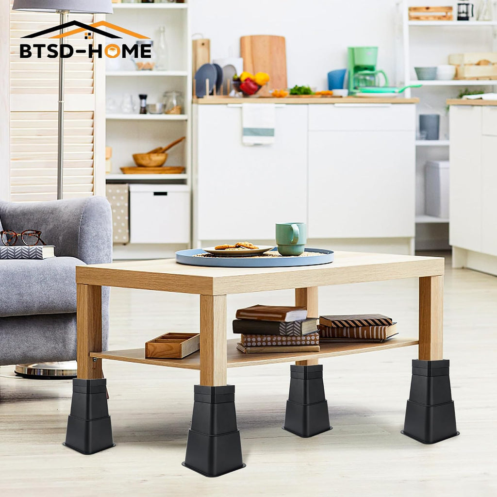 BTSD-home Adjustable Bed Risers, 3 to 10 Inch Heights