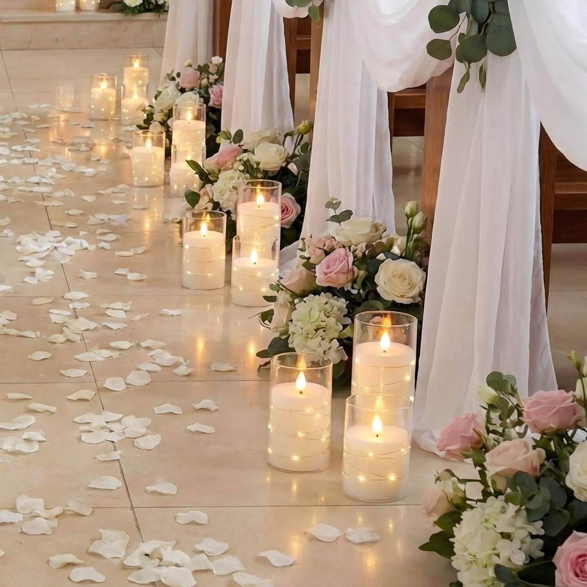 Homemory Flickering Flameless Candles, White LED Pillar Candles with Remote