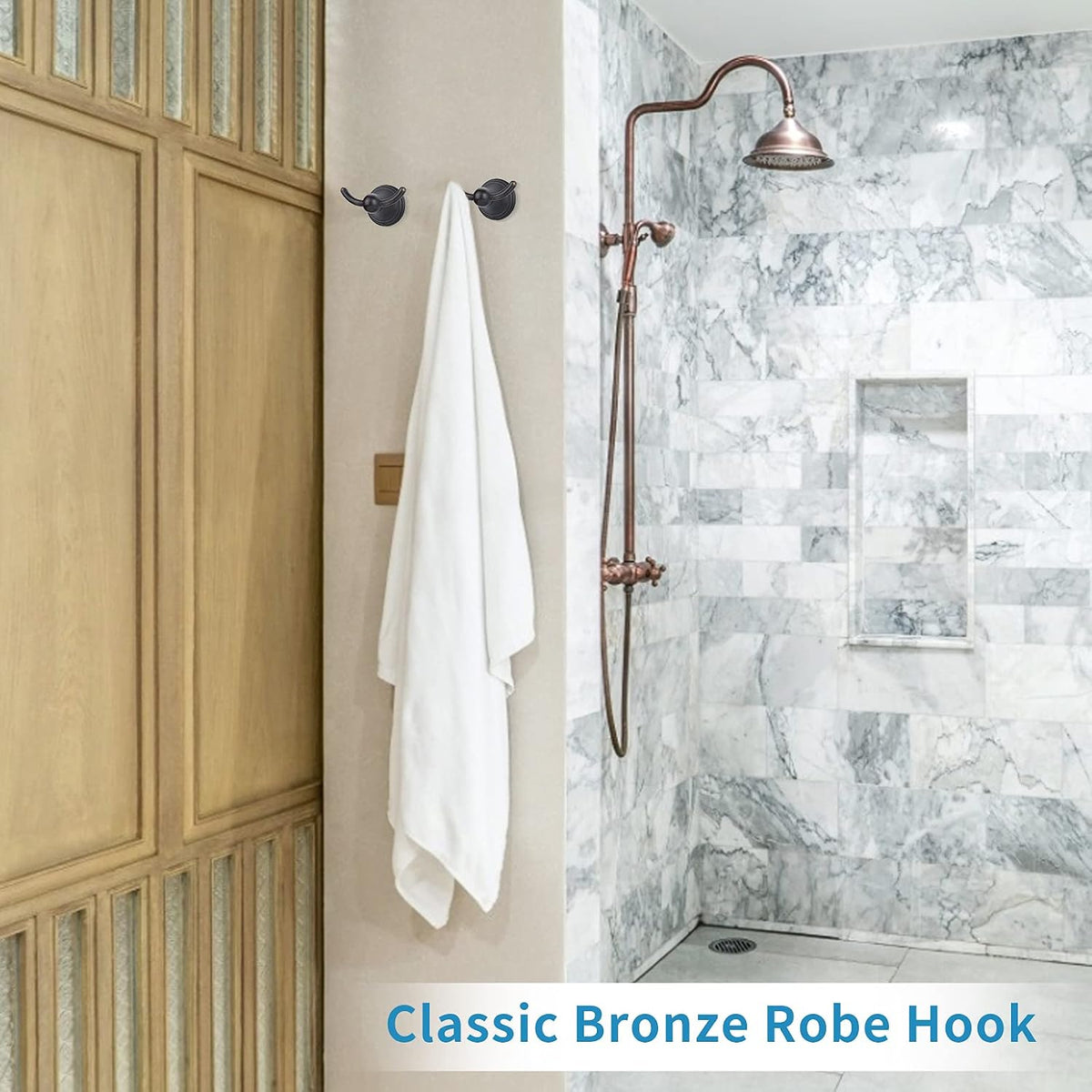 FILTA Bathroom Towel Hooks, Oil Rubbed Bronze Robe & Towel Hooks for Wall Mounted, Traditional Towel and Robe Hooks for Hanging Towels, Bath Towel Holder for Shower(2 Pack)