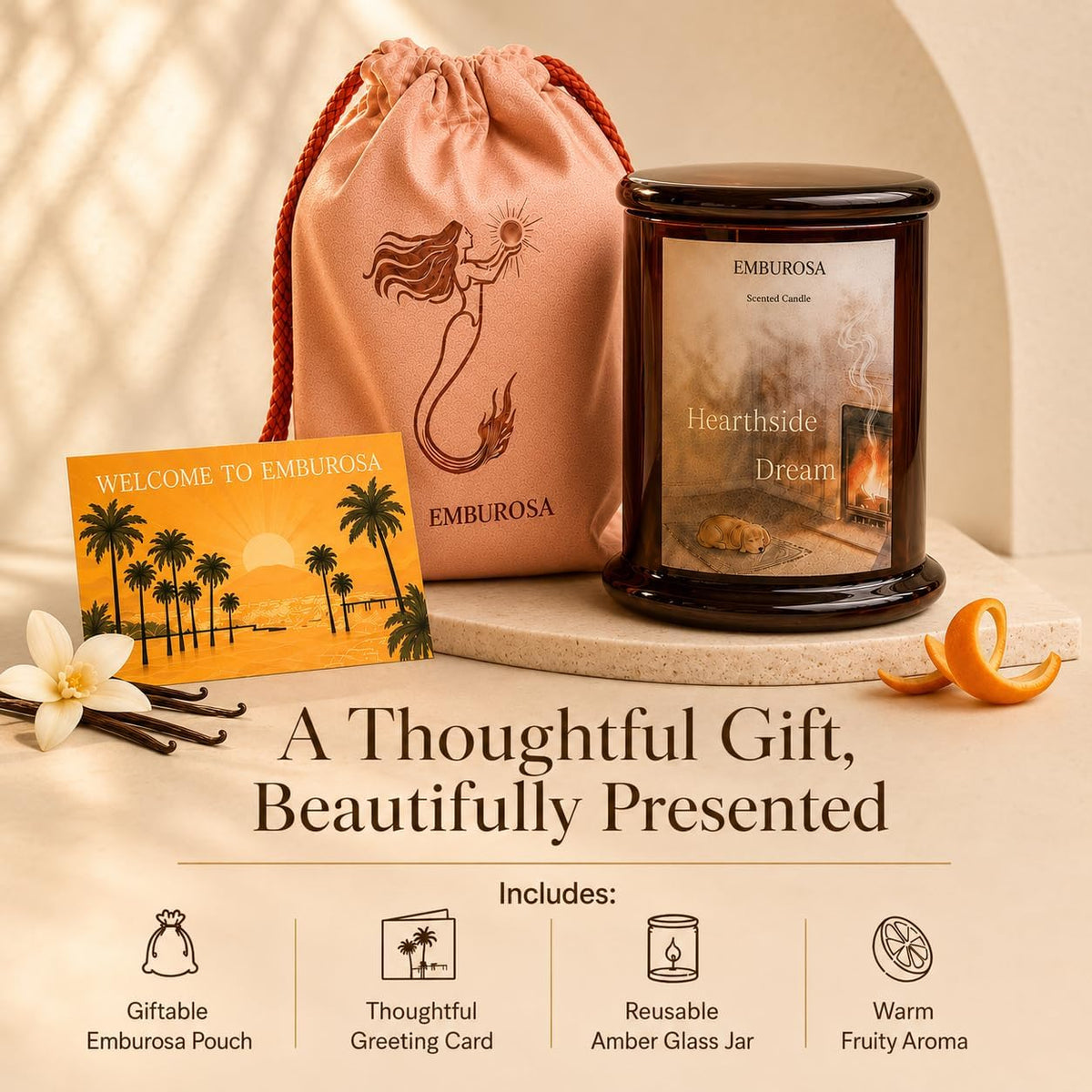 Scented Candle, Gift for Women, Vanilla Rum & Sunlit Citrus, Soy Blend Aromatherapy Candle for Home, 10oz, Up to 60-Hour Burn, Housewarming Gift
