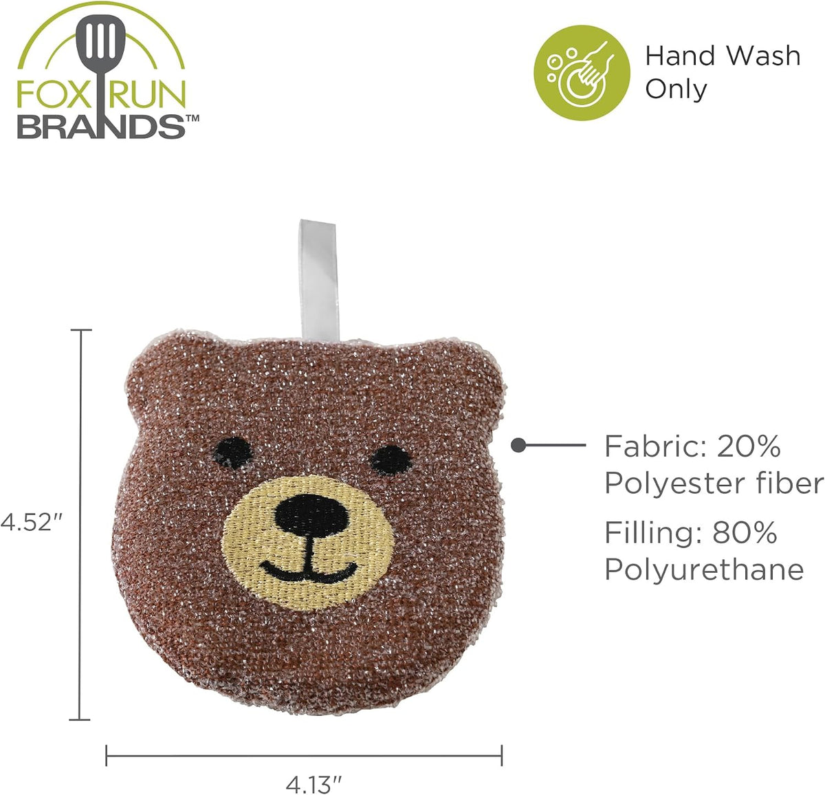Fox Run Woodland Animal Sponge Set, Non-Abrasive Fox, Owl & Bear Scrubbers
