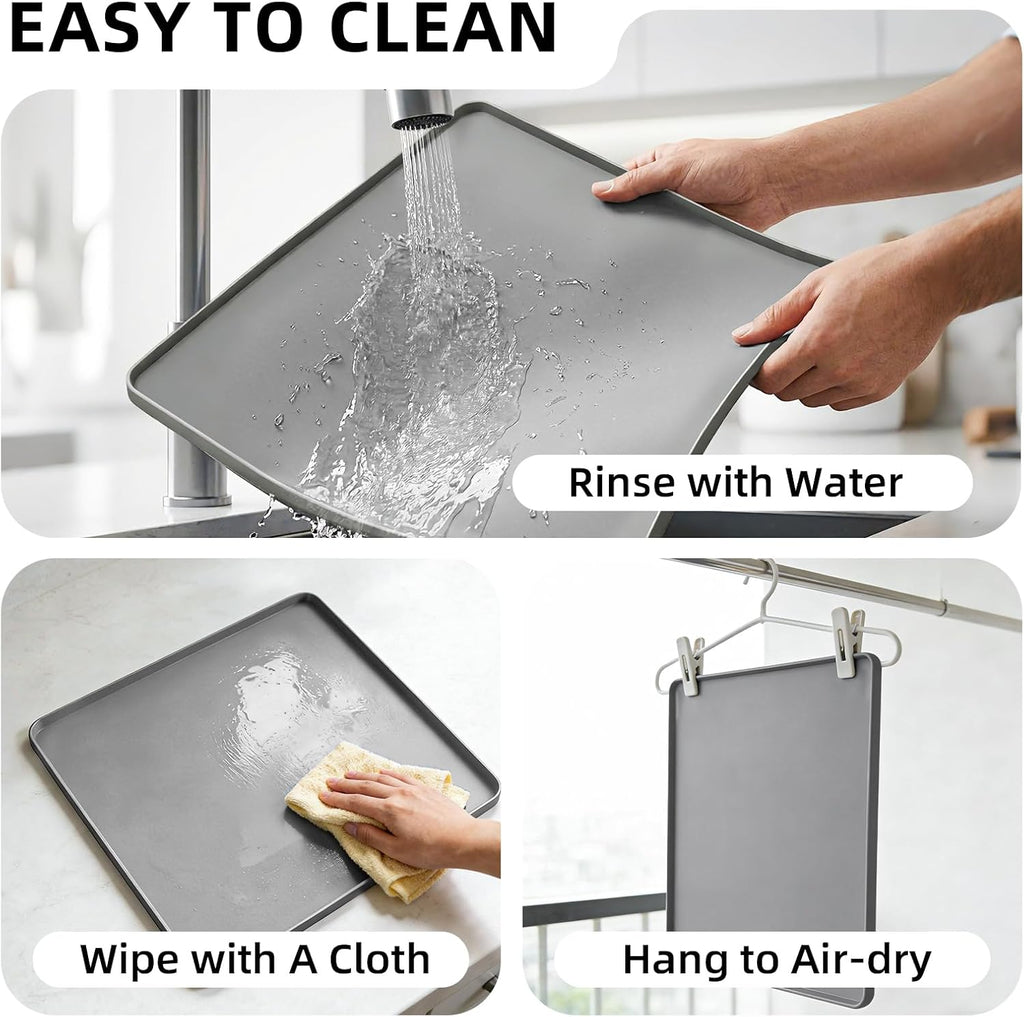 Water Cooler Mat, Waterproof Silicone Tray 19.7"x19.7", Gray