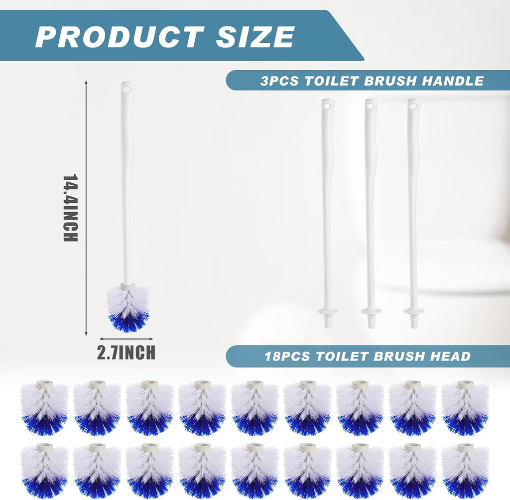 Willinglong 18 Pcs Toilet Bowl Brush 18.5 Inch Plastic Handle,Blue, White