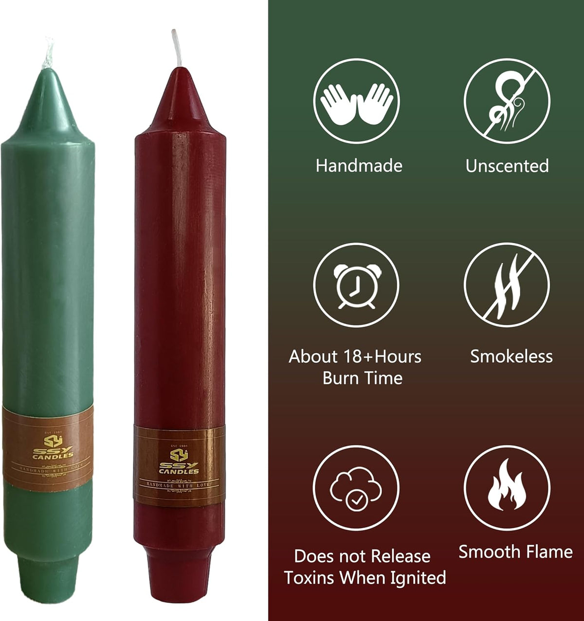 Red Green Short Taper Candles 7Inch, 4 Pack Christmas Candle for Home Decor