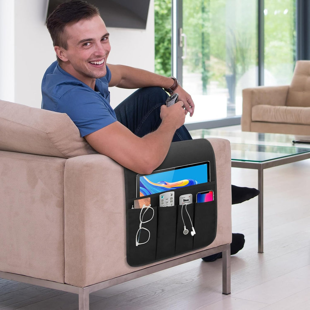 Remote Control Holder for Armchair Caddy，TV Remote Holder Over Chair Arm