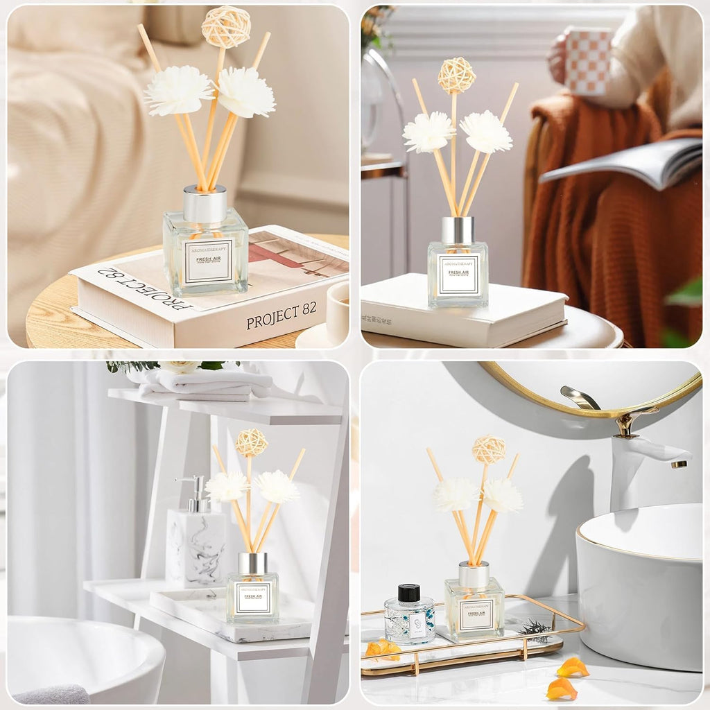2PCS Reed Diffuser Set, 1.7 oz Scent Diffuser with Sticks, Freesia Scent