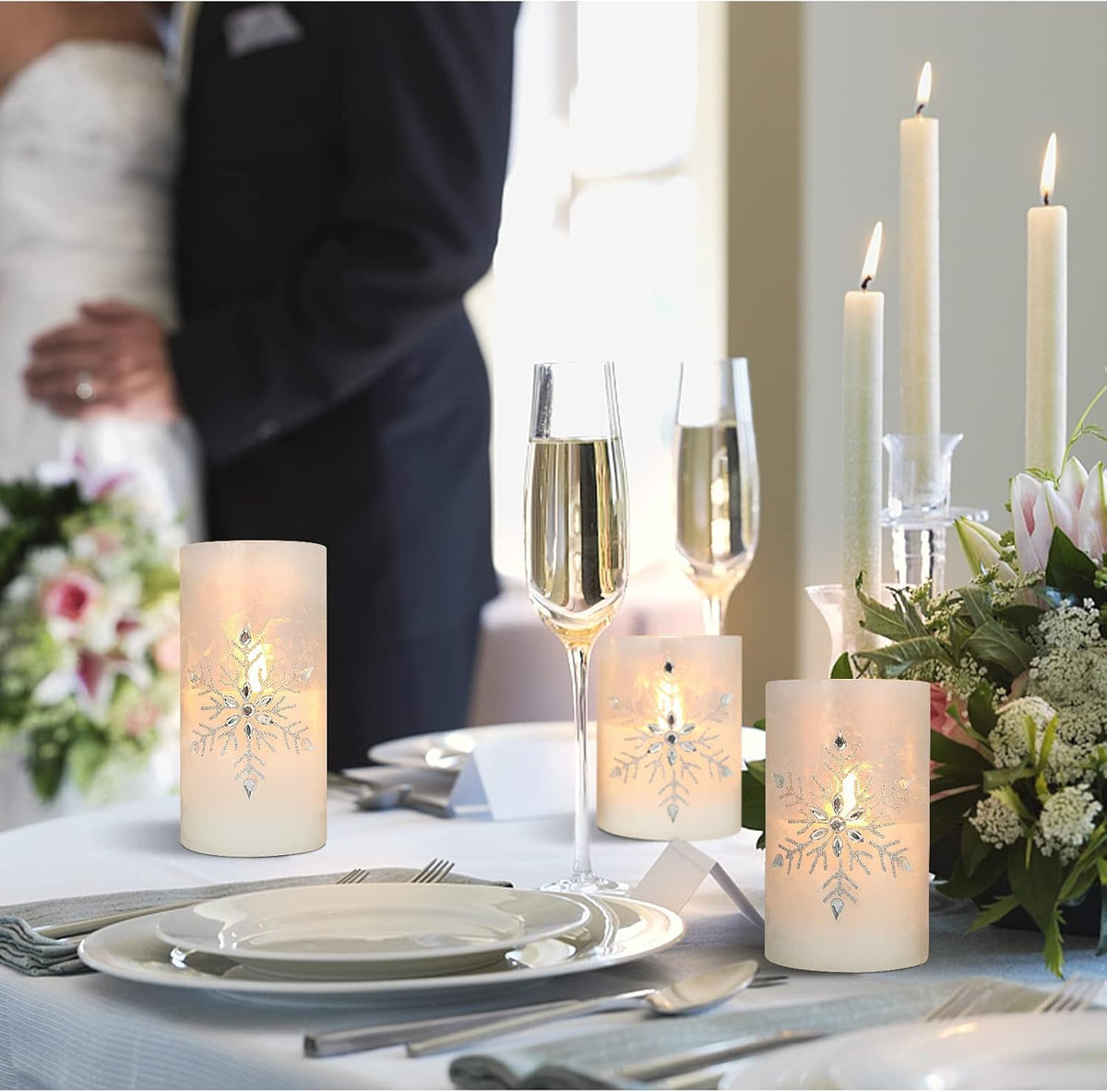 Crystal Club Christmas Flameless Candles, Battery Powered LED Candles
