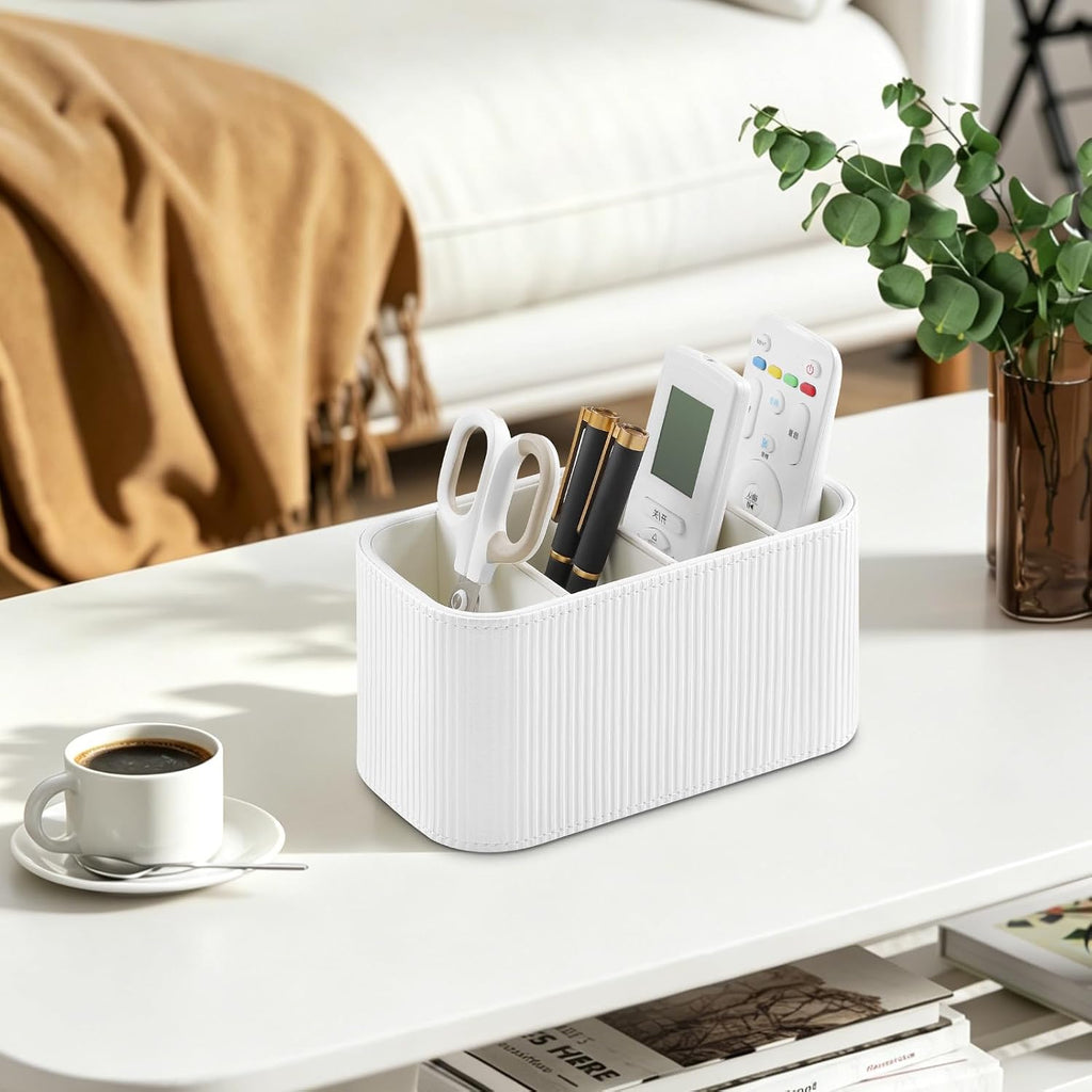 TV Remote Control Holder Remote Holder Caddy Organizer (Ivory)