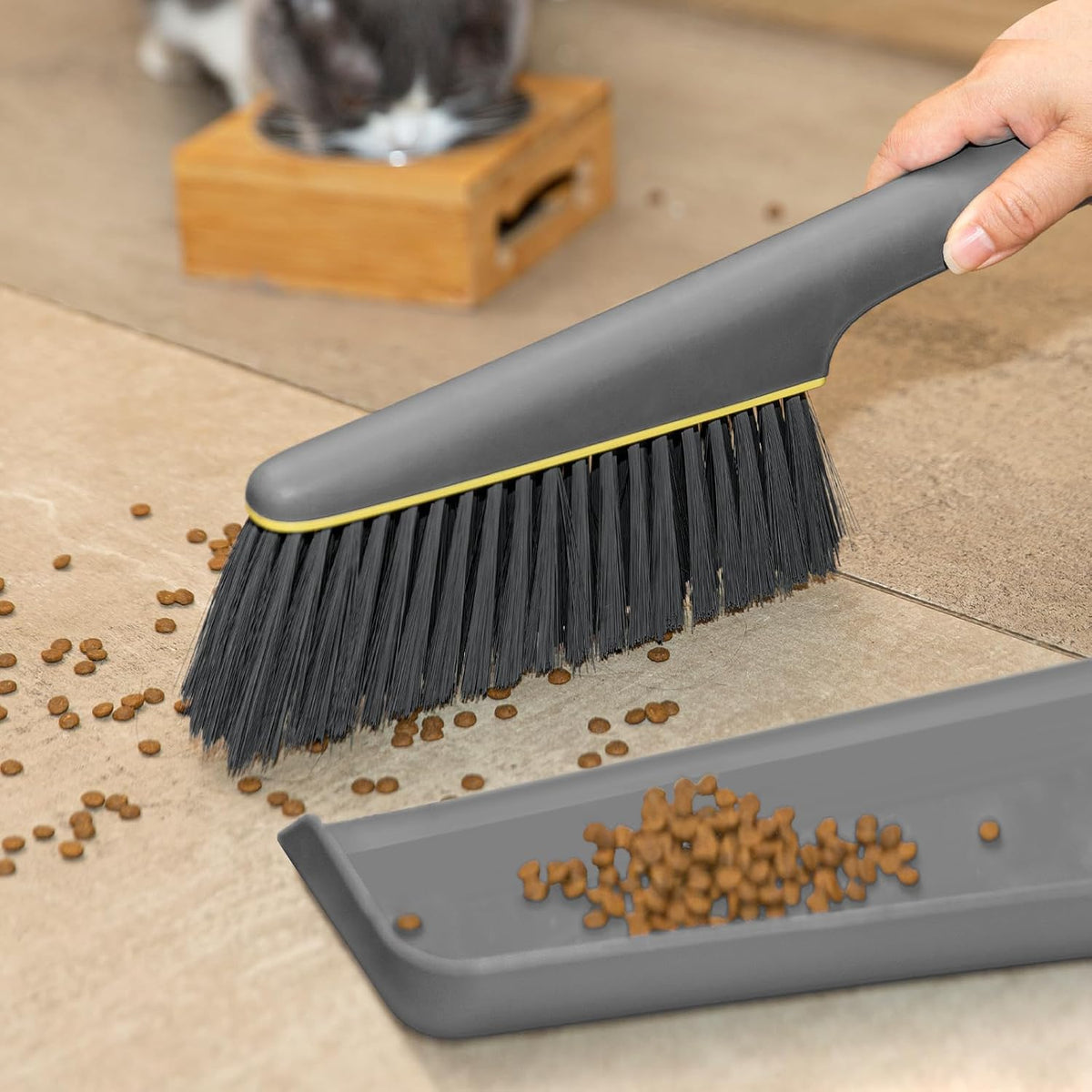Lumkew Small Broom and Dustpan Set, Hand Mini Dust-Pan and Brush,1 Pcs Gray