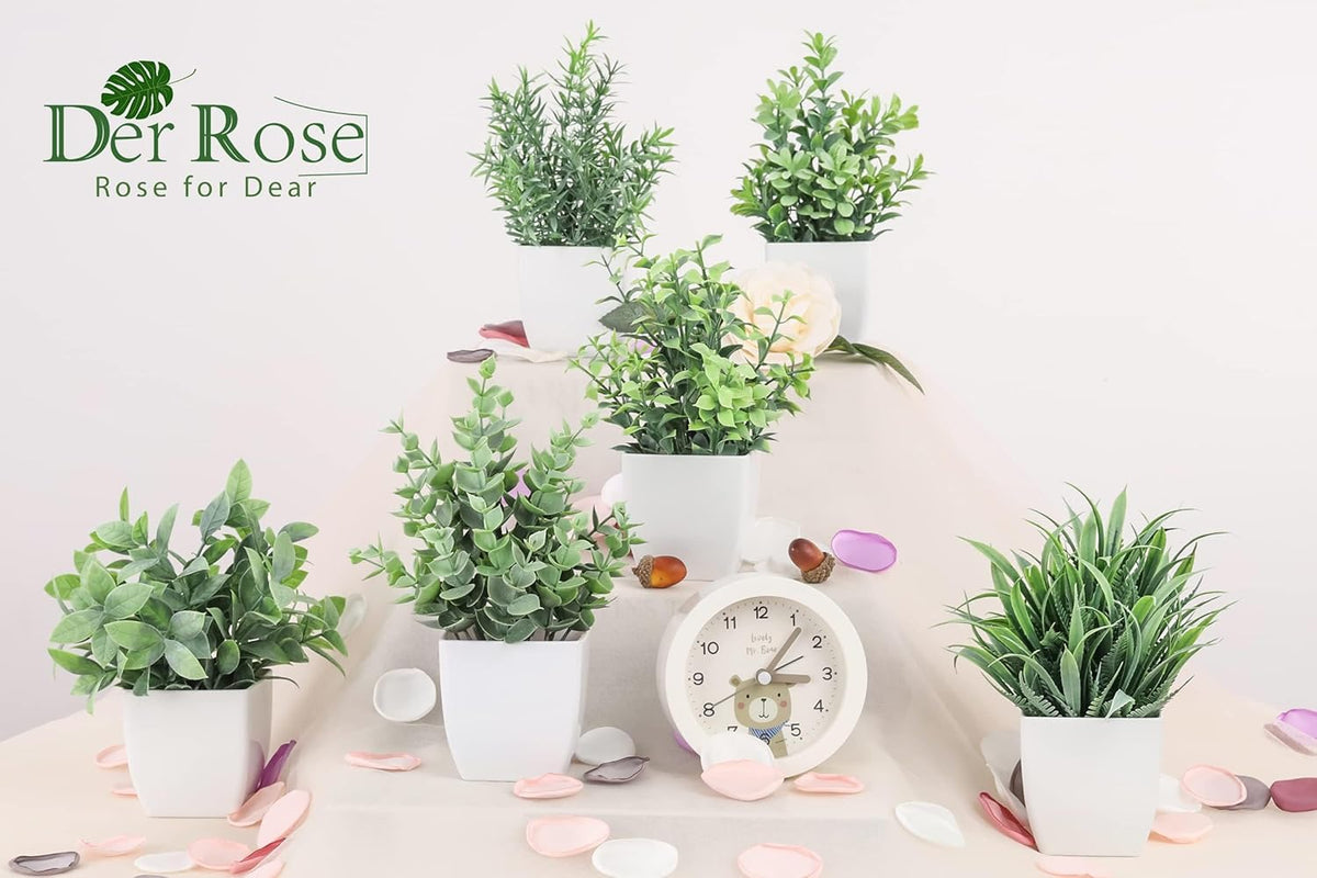 Der Rose 6 Pack Fake Plants Small Artificial Plants for Home Classroom