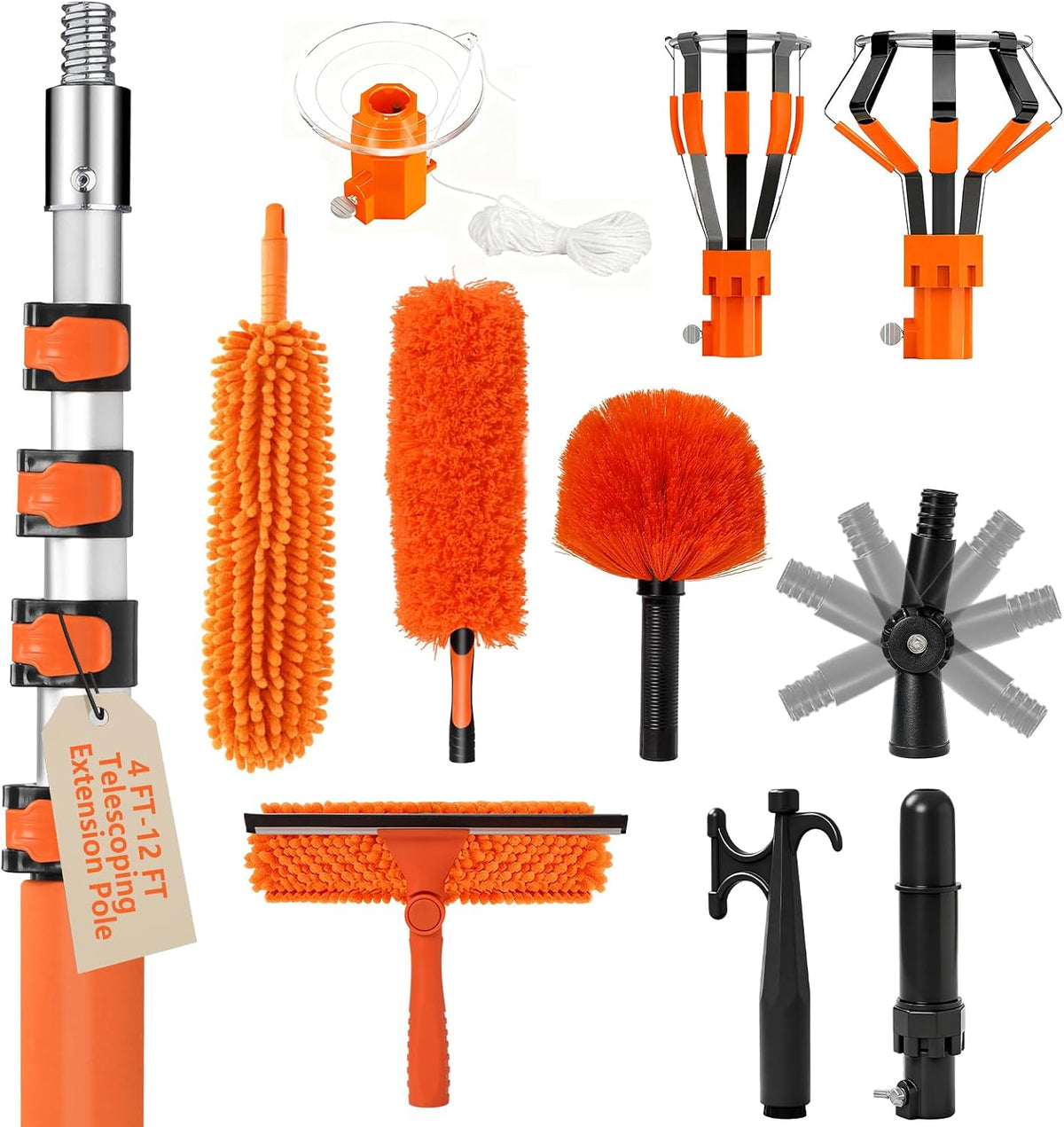 20FT Light Bulb Changer for High Ceilings Kit with Extension Pole Orange