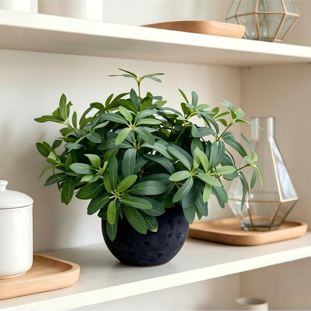 AlphaAcc 9.5" Artificial Olive Plant Black Pot Indoor Tabletop Decor