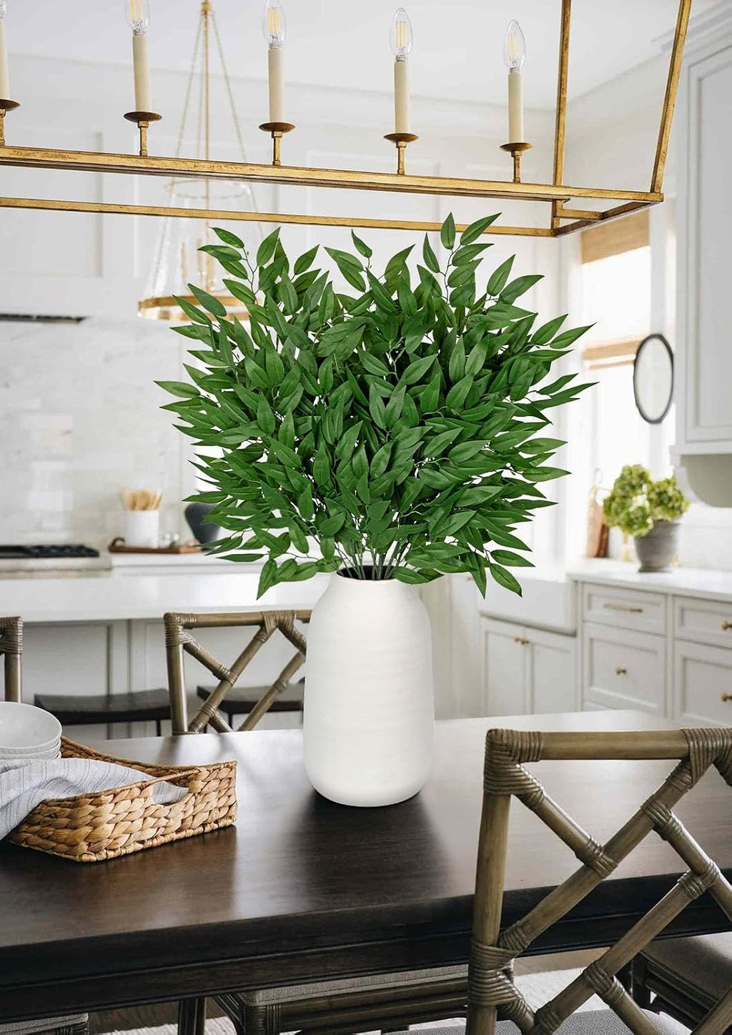 DILATATA Faux Eucalyptus Stems Italian Ruscus Willow Eucalyptus Leaves 30” Long Fake Salix Leaves 6 Pack Silk Greenery Stems for DIY Bouquet Arrangements -Artificial Eucalyptus Stems-Green