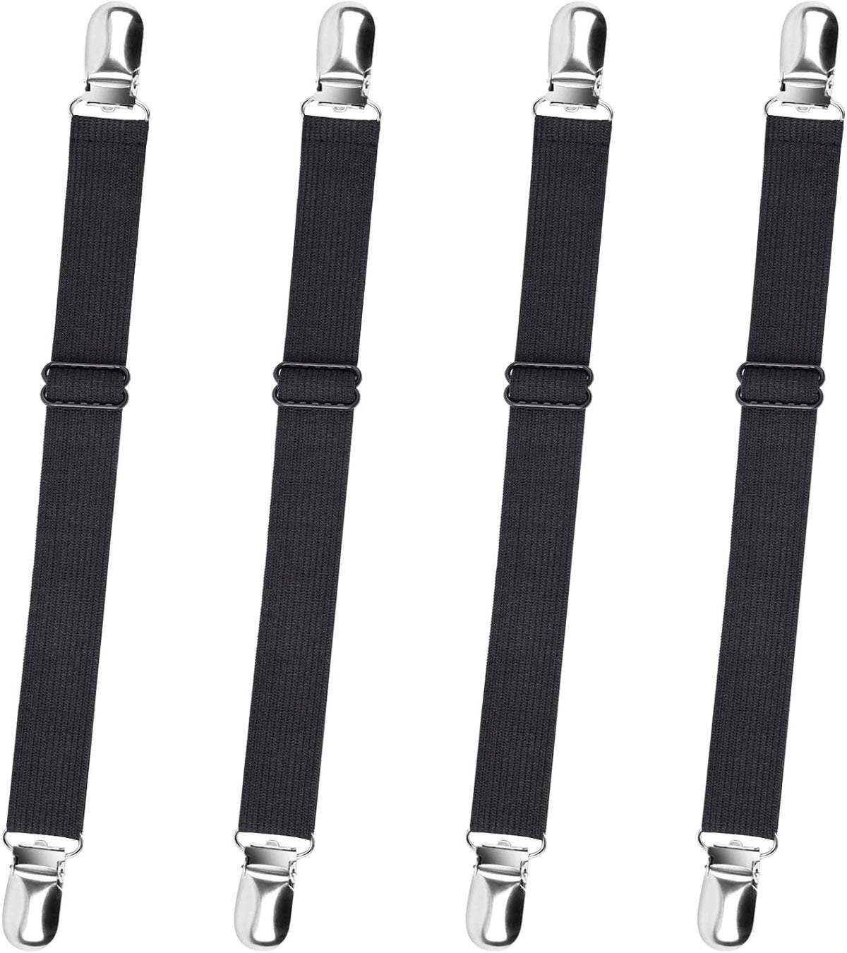 Sopito Sheet Straps, Adjustable Elastic Bed Sheet Holder, 4pcs Black