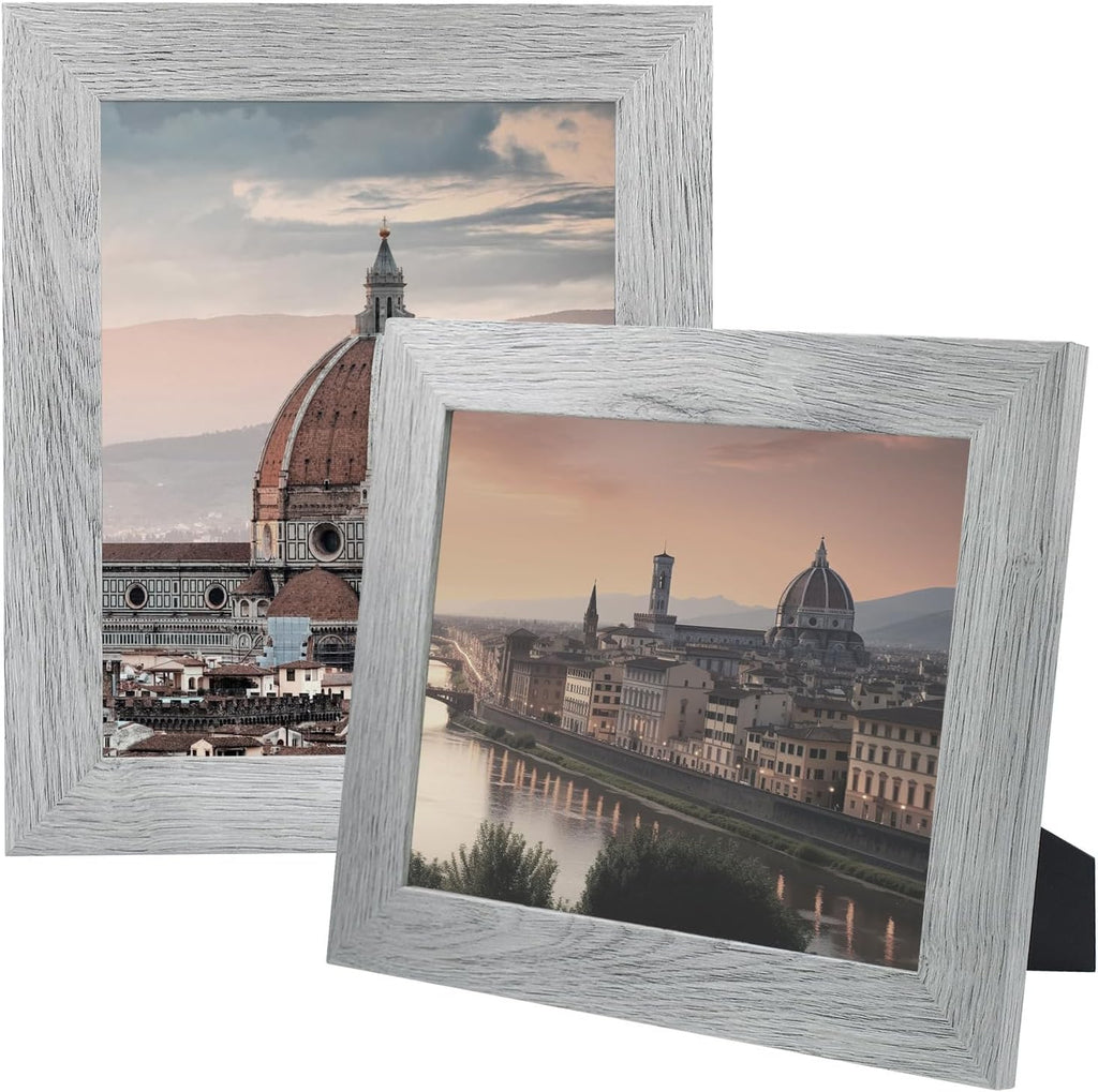 2 Pack 8x10 Picture Frames in Grey, Real Glass, Wall&Tabletop Display