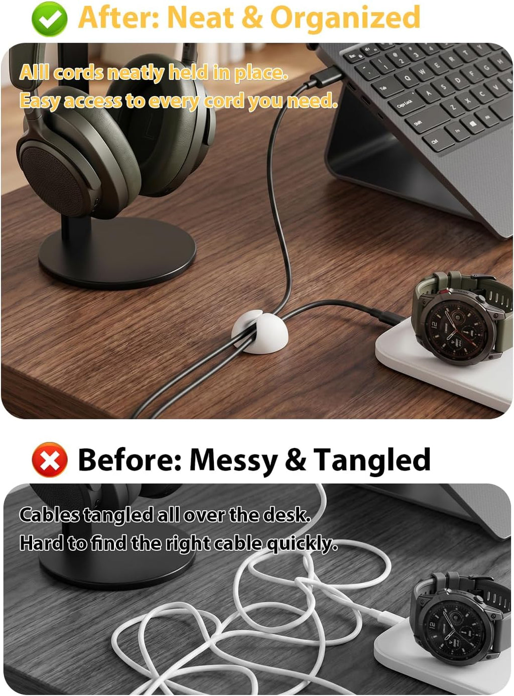 Shintop 6pcs Cord Holder, Self-Adhesive Cable Clips for Phone Chargers