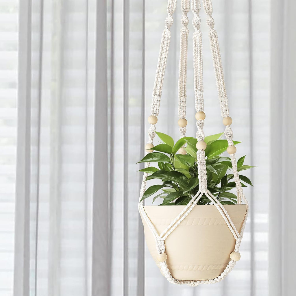 2 Pack Macrame Plant Hanger Indoor Hanging Plant Holder Ivory