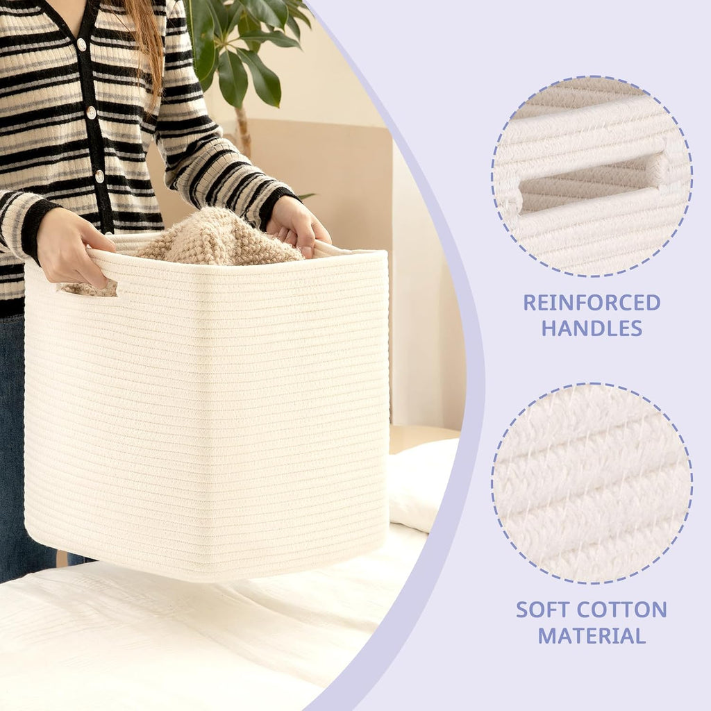 OIAHOMY 2 PACK Cube Storage Bin 13 Inch Collapsible Storage Cube White