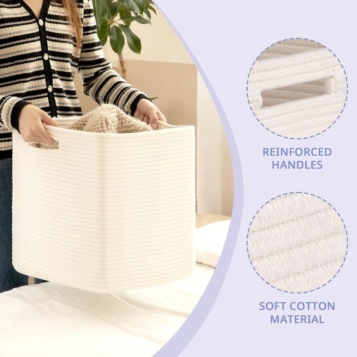 OIAHOMY 2 PACK Cube Storage Bin 13 Inch Collapsible Storage Cube White