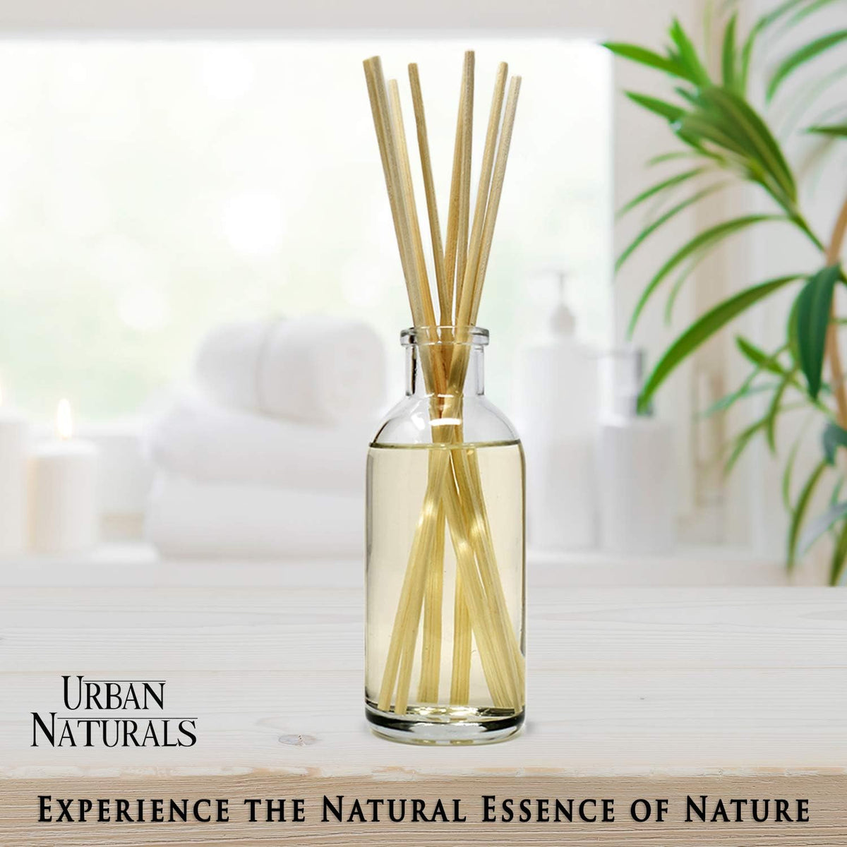 Urban Naturals Reed Diffuser Set, Crisp White Linen - Bathroom Shelf Décor