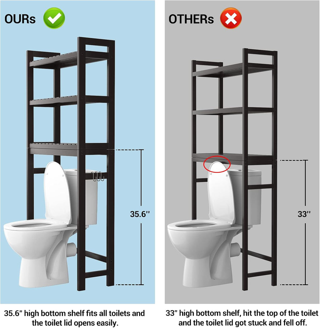 Homykic Over The Toilet Storage, 3-Tier Bamboo Bathroom Shelf, Espresso