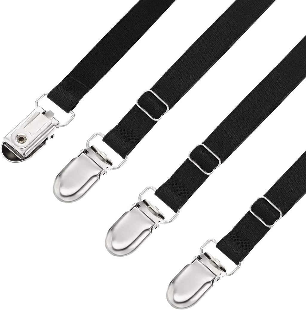 Boao 12 Pcs Bedsheet Strap Elastic Clip, Black, 14-28 Inch Length