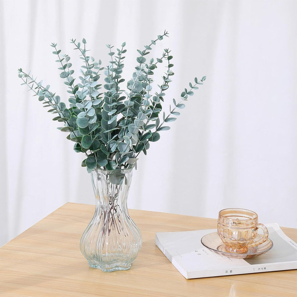 SITUMEIZI 24pcs Eucalyptus Stems Artificial Eucalyptus Leaves Stems Artificial Fake Flowers Faux Greenery Branches for Home Wedding Spring Easter Farmhouse Decorations 2025(Grey Green)